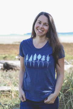 TREELINE - Women's Eco Tee - Heather Navy-1