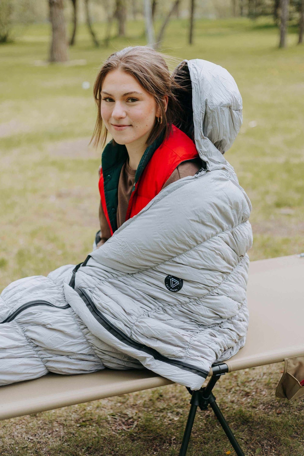 Goose Down Sleeping Bag Grey-8