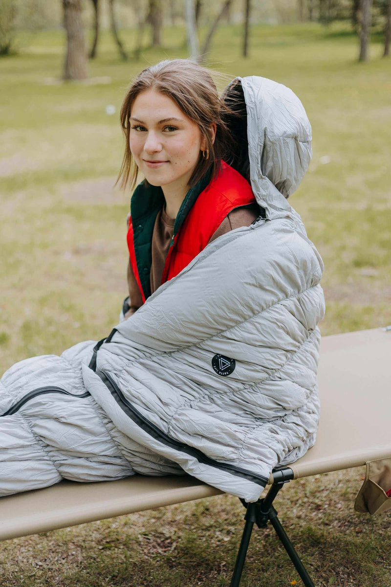 Goose Down Sleeping Bag Grey-8