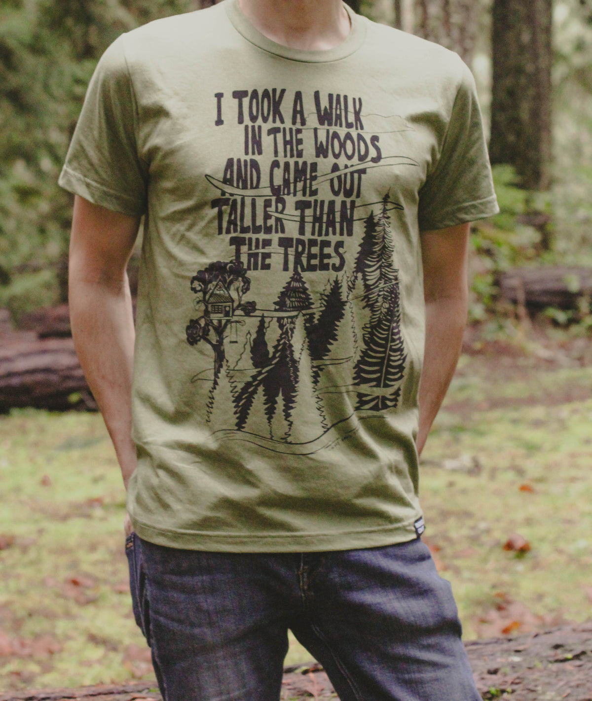 TALL TREES - Unisex Eco Tee - Heather Army Green-3