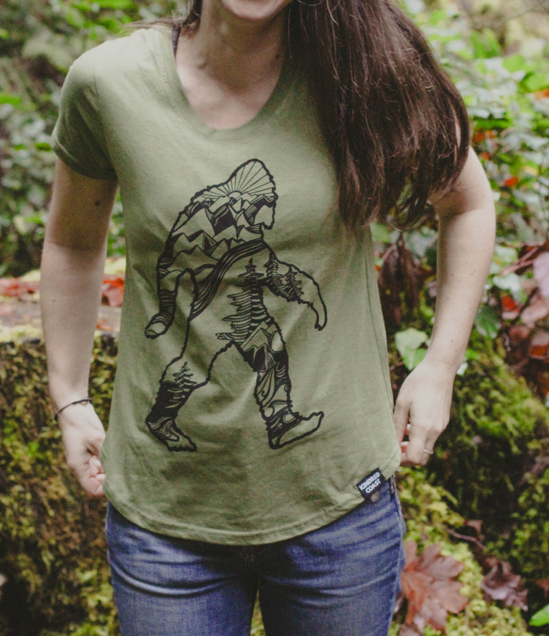 SASQUATCH- Women's Eco Tee - Army-1