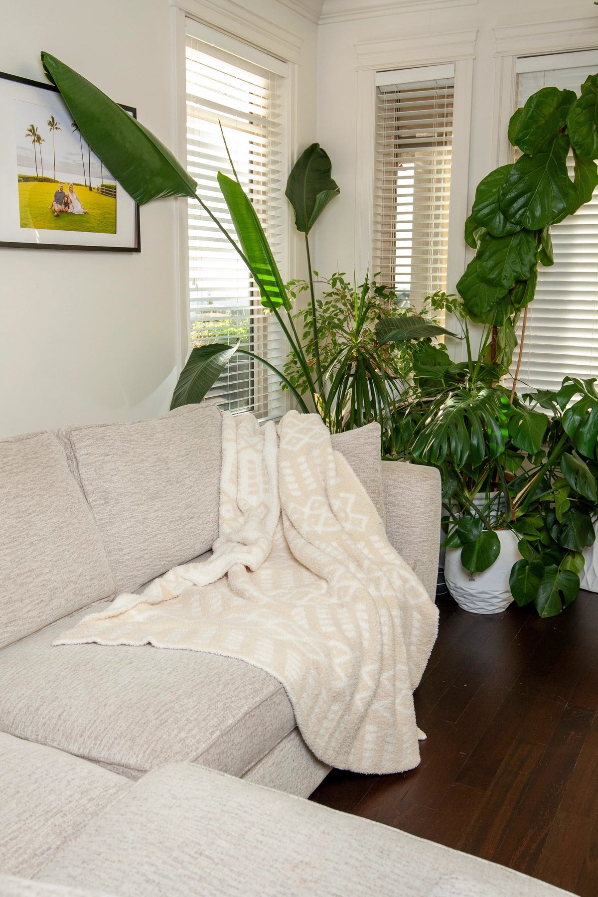 Birch & Marshmallow Diamond Point Print Extended Throw-5
