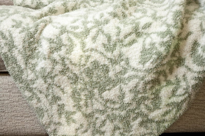 Desert Sage & White Fairy Garden Vine Print Extended Throw-5