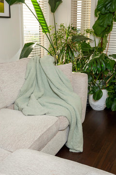Desert Sage Solid Double Layered Print Extended Throw-1