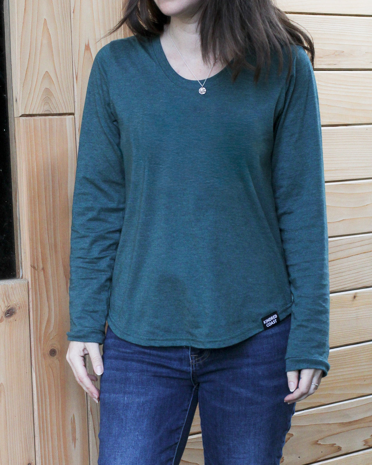 Women's Eco Long Sleeve Tee - Blank Apparel - Heather Green-2
