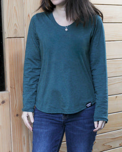 Women's Eco Long Sleeve Tee - Blank Apparel - Heather Green-2
