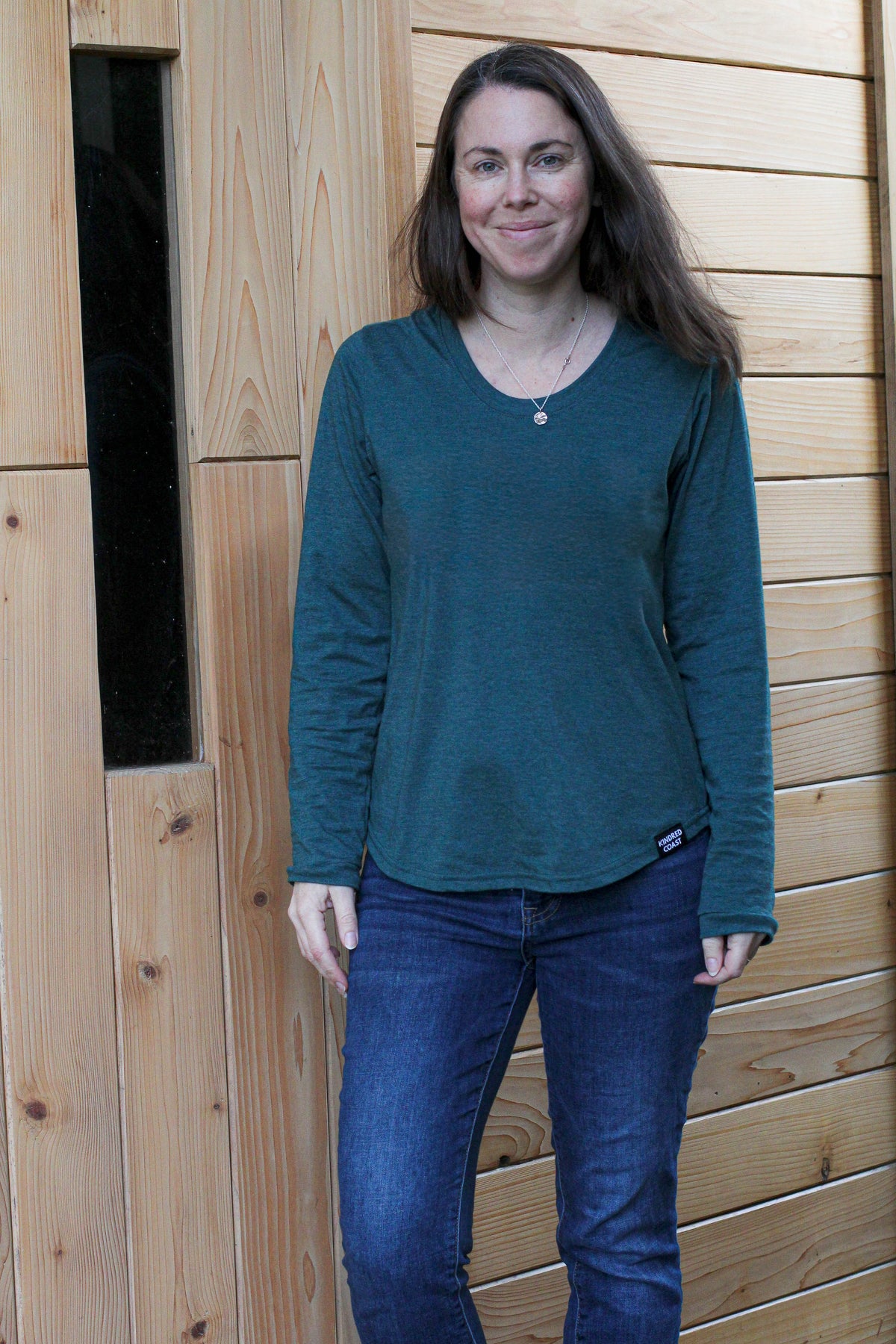 Women's Eco Long Sleeve Tee - Blank Apparel - Heather Green-1
