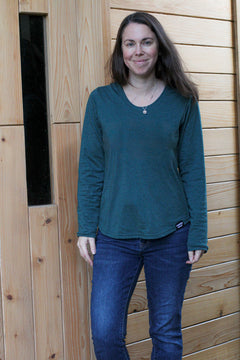 Women's Eco Long Sleeve Tee - Blank Apparel - Heather Green-1
