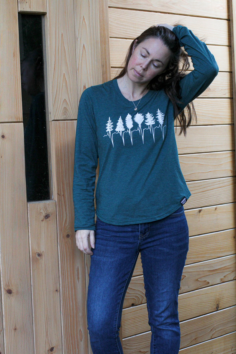 TREELINE - Women's Eco Long Sleeve Tee - Heather Green-2