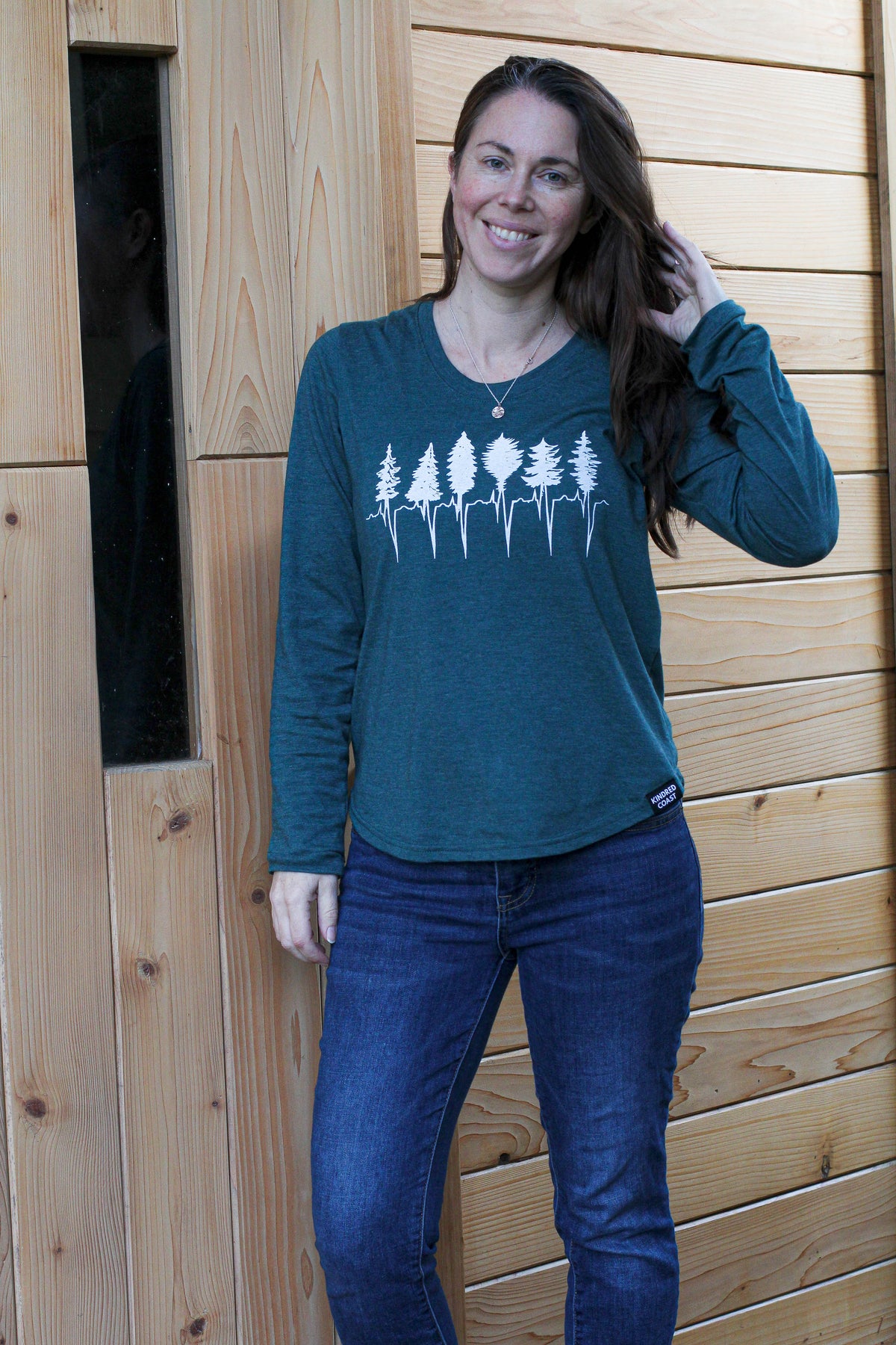 TREELINE - Women's Eco Long Sleeve Tee - Heather Green-1