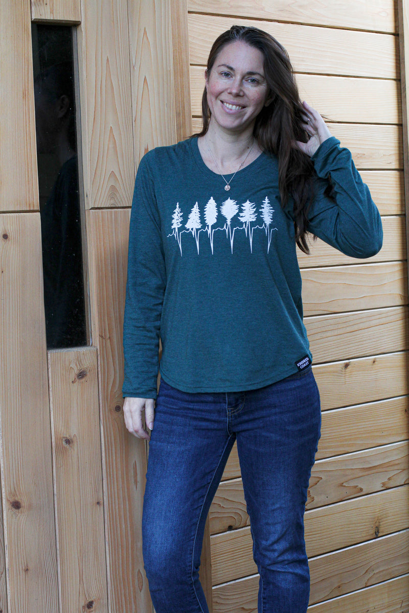 TREELINE - Women's Eco Long Sleeve Tee - Heather Green-1