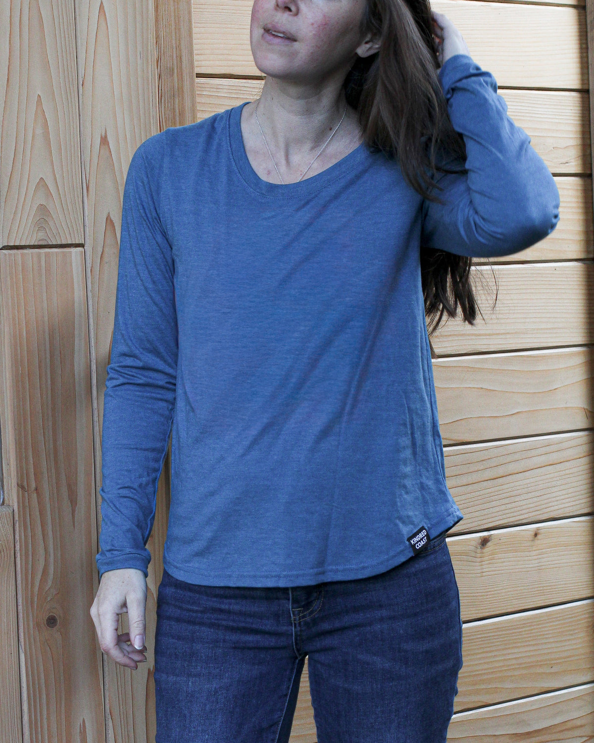 Women's Eco Long Sleeve Tee - Blank Apparel - Heather Teal-1