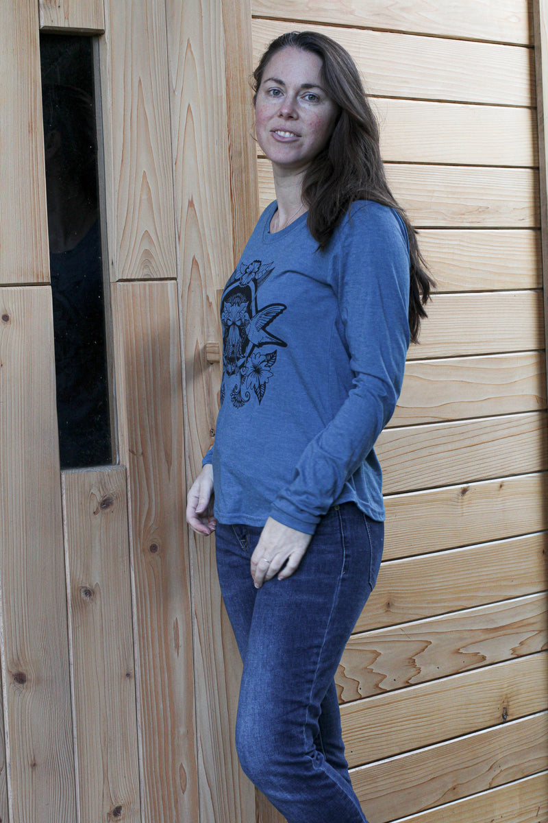 HUMMINGBIRD - Women's Eco Long Sleeve Tee - Heather Teal-3