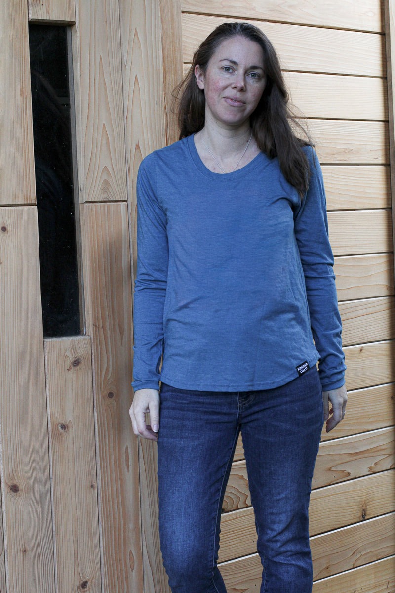Women's Eco Long Sleeve Tee - Blank Apparel - Heather Teal-2