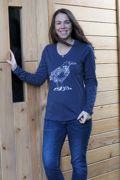 RAVEN - Women's Eco Long Sleeve Tee - Heather Navy-2