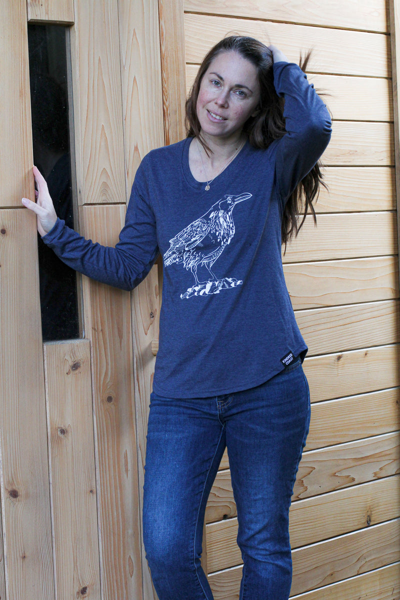 RAVEN - Women's Eco Long Sleeve Tee - Heather Navy-3
