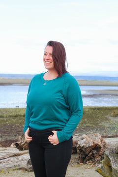 CLASSIC - Womens TENCEL™ Lyocell Crop Sweater Peacock-1