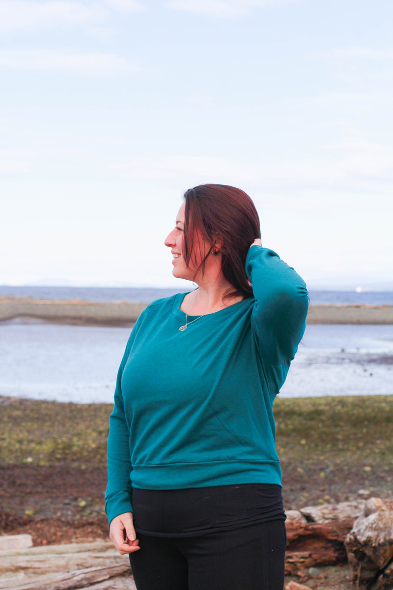 CLASSIC - Womens TENCEL™ Lyocell Crop Sweater Peacock-2
