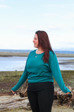 CLASSIC - Womens TENCEL™ Lyocell Crop Sweater Peacock-3