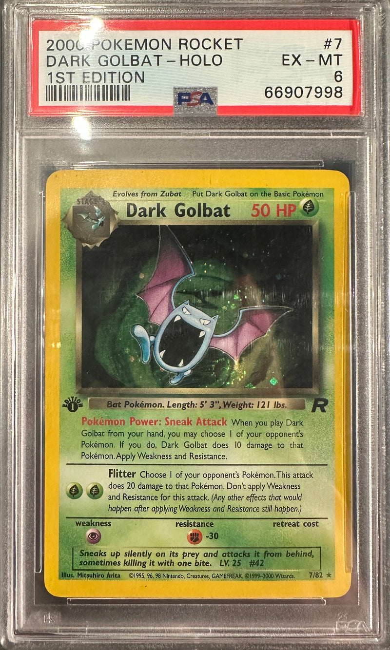 PSA 6 2000 POKEMON ROCKET | 1ST EDITION#7 DARK GOLBAT-HOLO-1