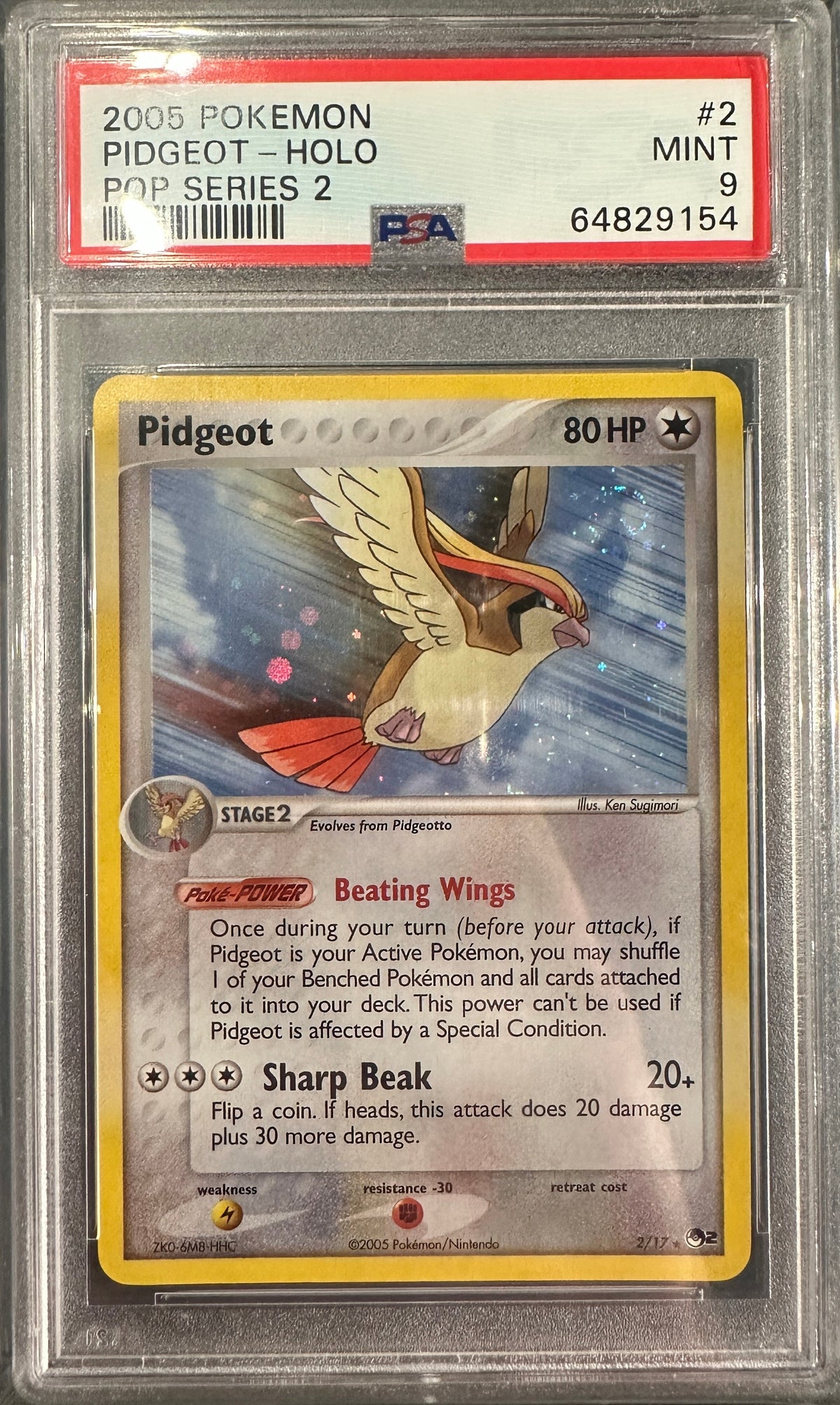 PSA 9 2005 POKEMON POP SERIES 2#2 PIDGEOT-HOLO-1