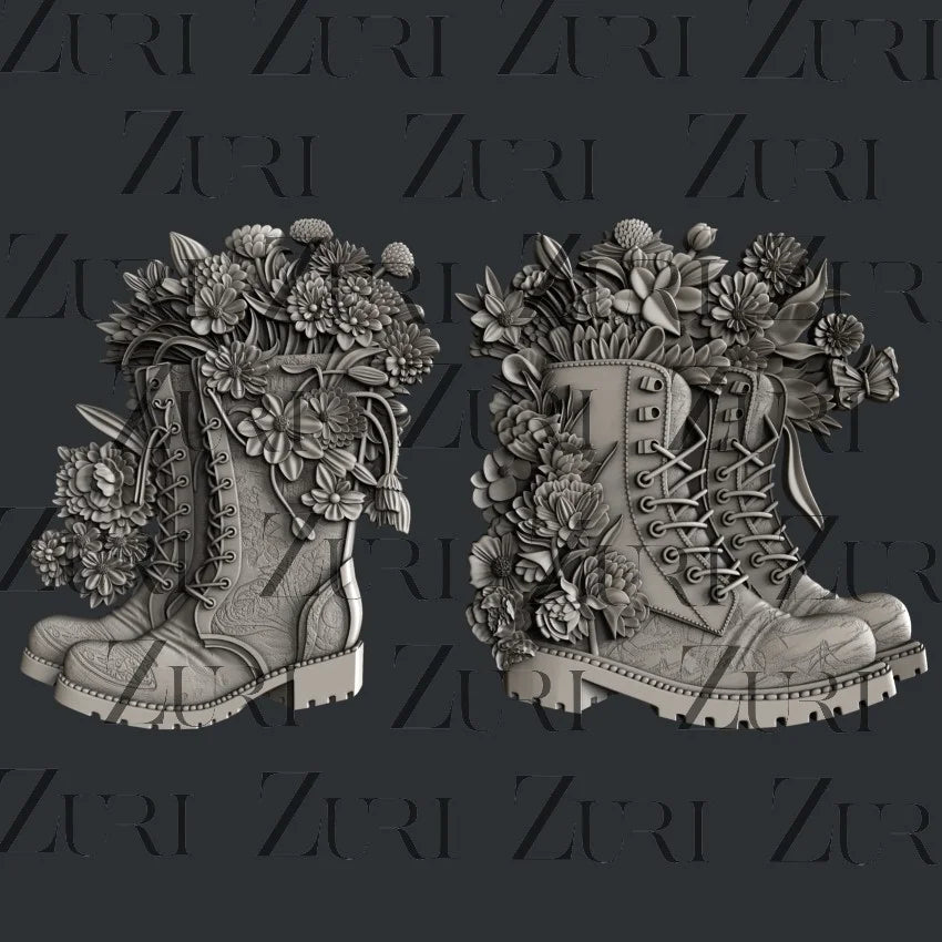 Zuri Designs Floral Boots-1