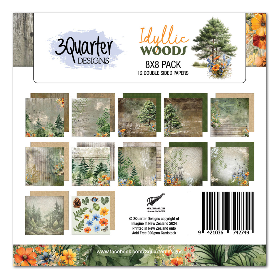 3Quarter Designs Idyllic Woods 8x8 Paper Pack-1