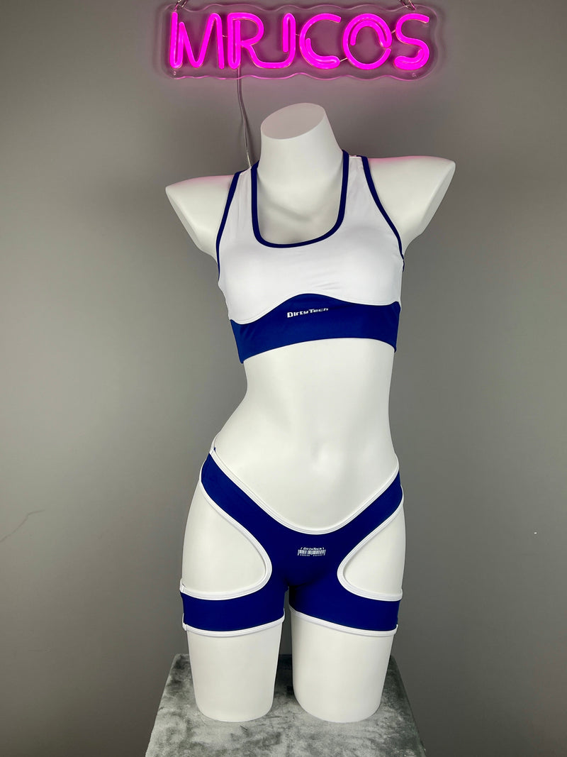 Anime Style 3-Piece Short Gymnastics Uniform Sports Tank Top with Sexy Cutout Shorts-2