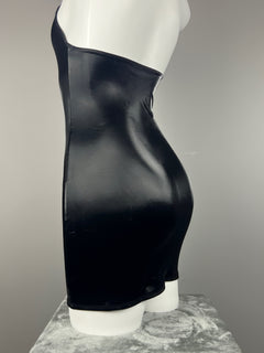 Gothic Sleeveless PU Leather Halter Party Dress Lingerie-7