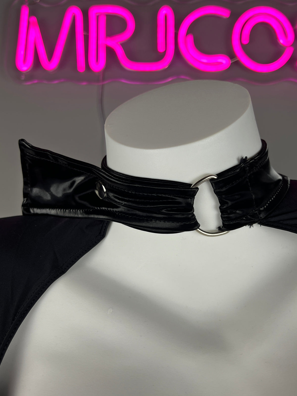 Gothic Long Sleeves Spasndex PU Leather Tight Party Dress Lingerie-3
