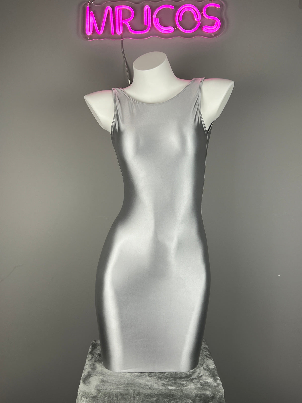 Sleeveless Tight Spandex Casual Halter Dress Basic Stretchy Wrap Party Dress-2