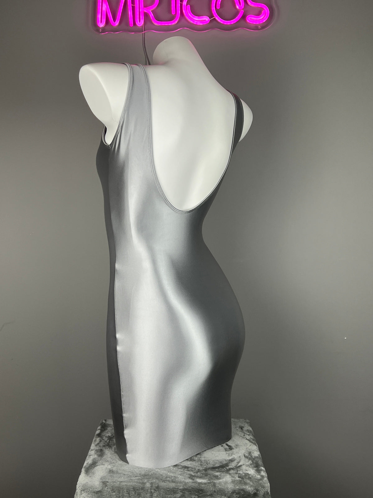 Sleeveless Tight Spandex Casual Halter Dress Basic Stretchy Wrap Party Dress-5
