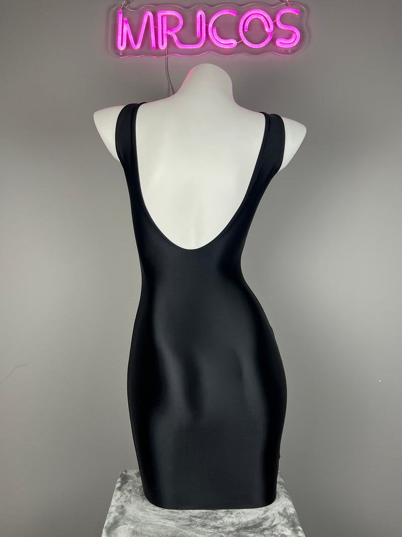 Sleeveless Tight Spandex Casual Halter Dress Basic Stretchy Wrap Party Dress-9