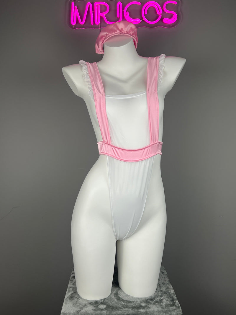 Sexy Maid Sheer Halter Bodysuit Lingerie Set with Headband-2