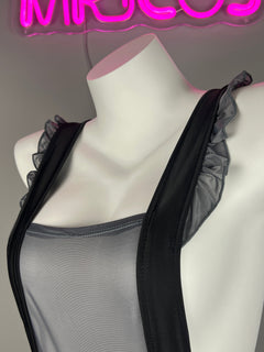 Sexy Maid Sheer Halter Bodysuit Lingerie Set with Headband-10