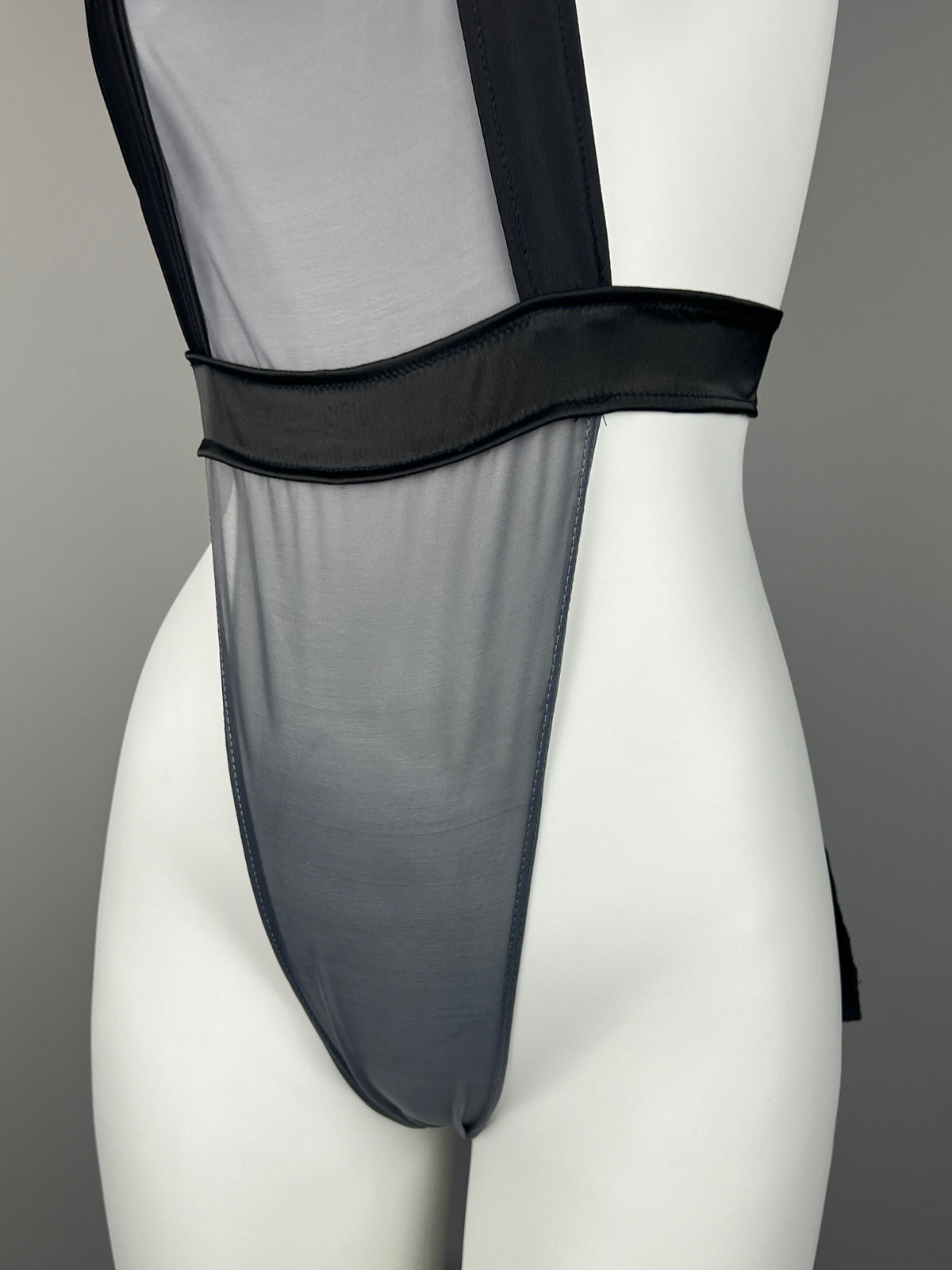 Sexy Maid Sheer Halter Bodysuit Lingerie Set with Headband-11