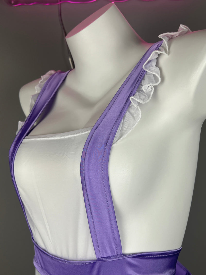 Sexy Maid Sheer Halter Bodysuit Lingerie Set with Headband-15