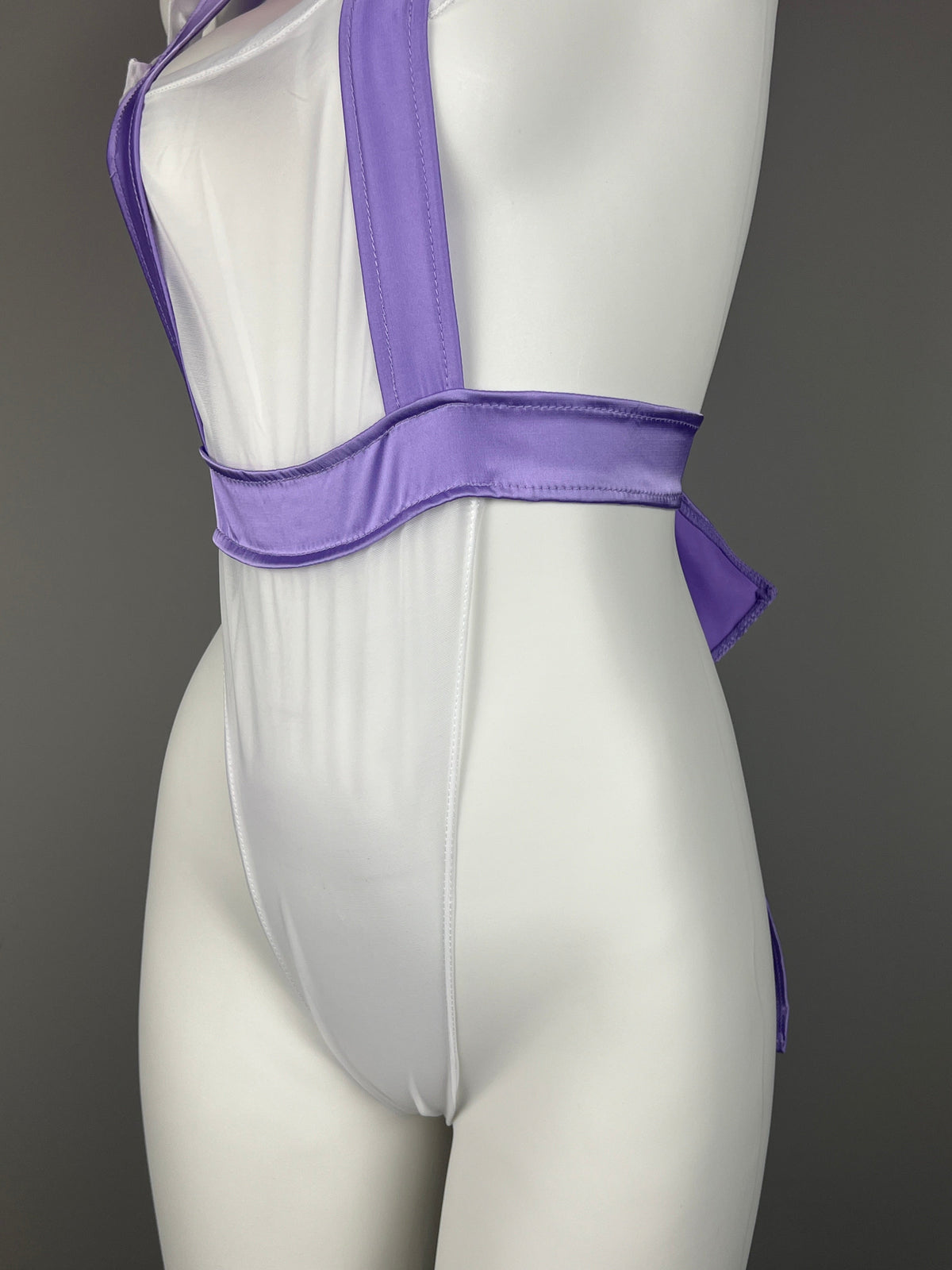 Sexy Maid Sheer Halter Bodysuit Lingerie Set with Headband-16