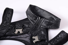 Tactical Anime Girl PU Leather Sheer Mesh Sexy Cosplay Bodysuit Costume-21