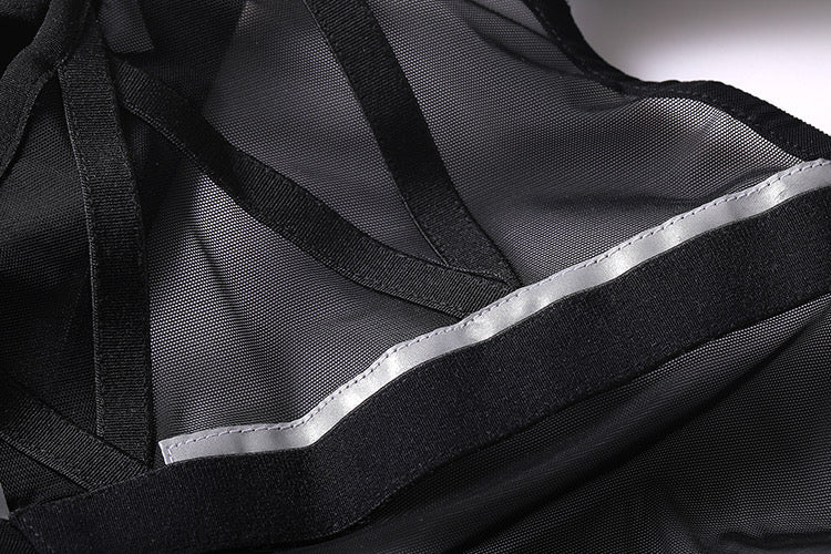 Tactical Anime Girl PU Leather Sheer Mesh Sexy Cosplay Bodysuit Costume-24
