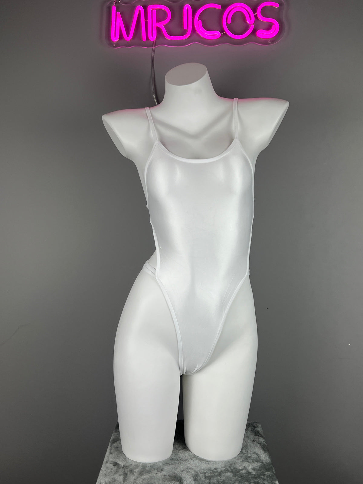 Women's High-Cut One-Piece Satin Spandex BodySuit Swimsuit with Side Cutouts-16