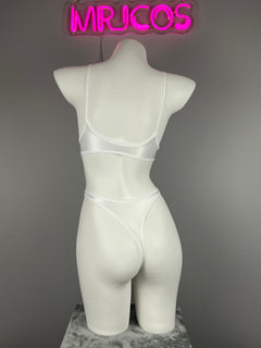 Women's High-Cut One-Piece Satin Spandex BodySuit Swimsuit with Side Cutouts-17