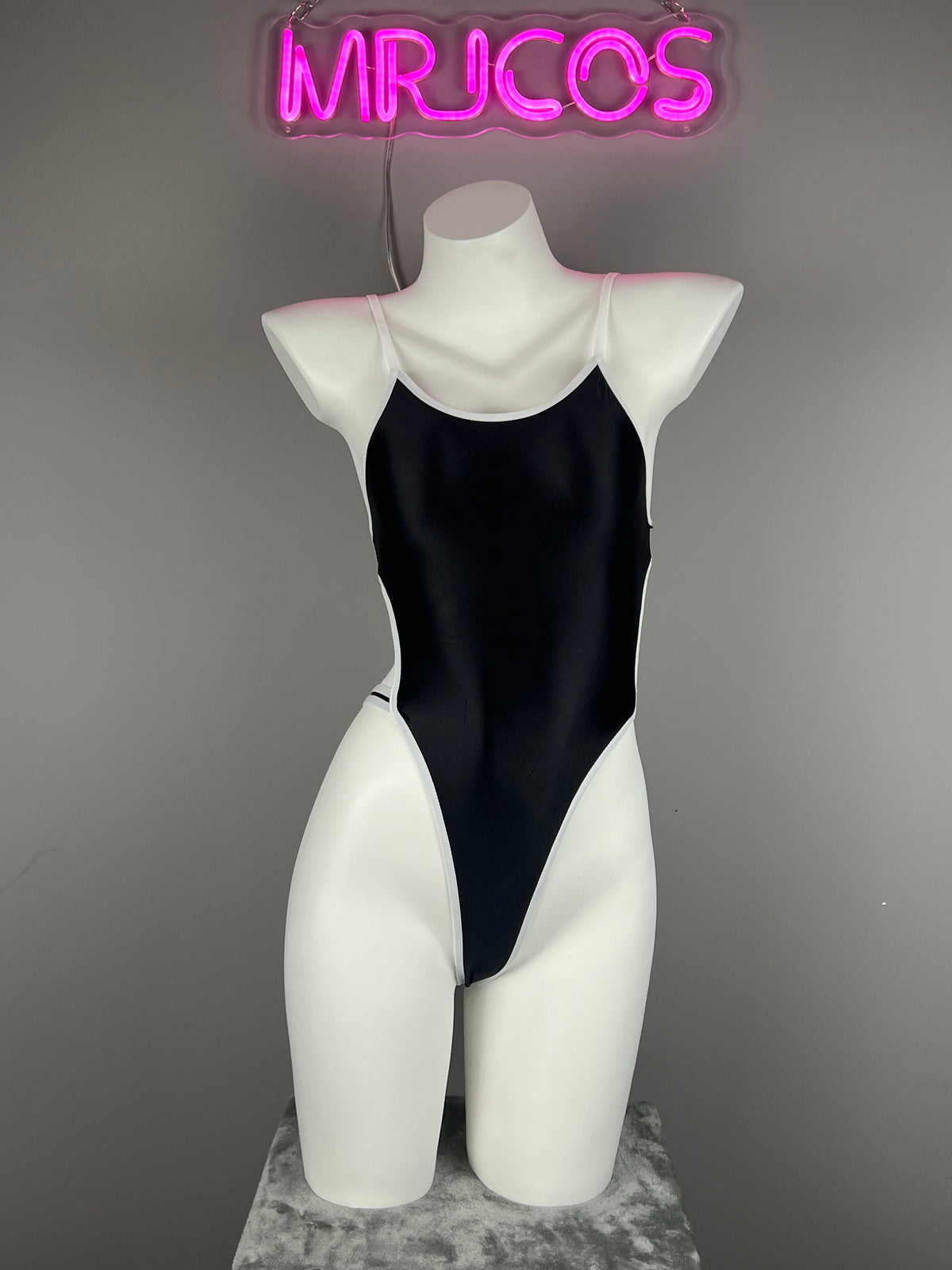 Women's High-Cut One-Piece Satin Spandex BodySuit Swimsuit with Side Cutouts-20