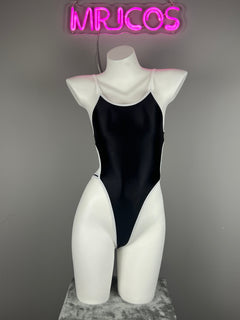 Women's High-Cut One-Piece Satin Spandex BodySuit Swimsuit with Side Cutouts-20