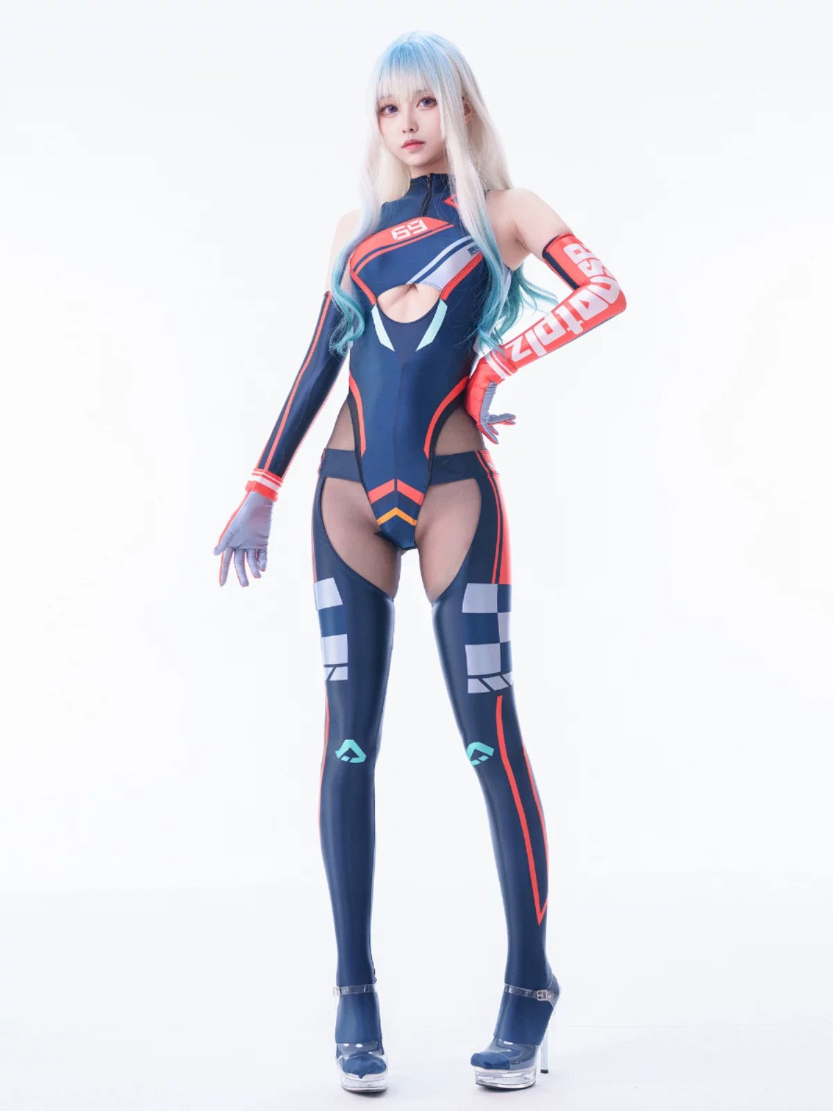 Anime Sci-fi Spandex Swimwear Racing Suit Wet Suit Race Queen Costume-4