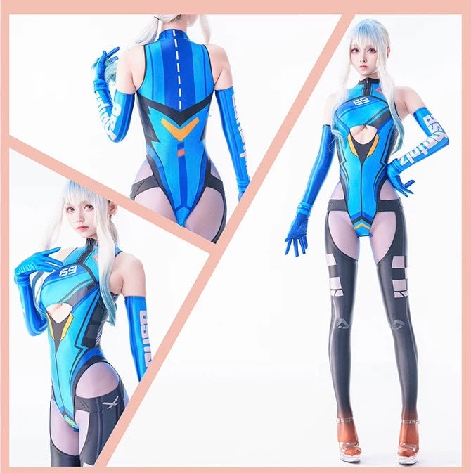 Anime Sci-fi Spandex Swimwear Racing Suit Wet Suit Race Queen Costume-14