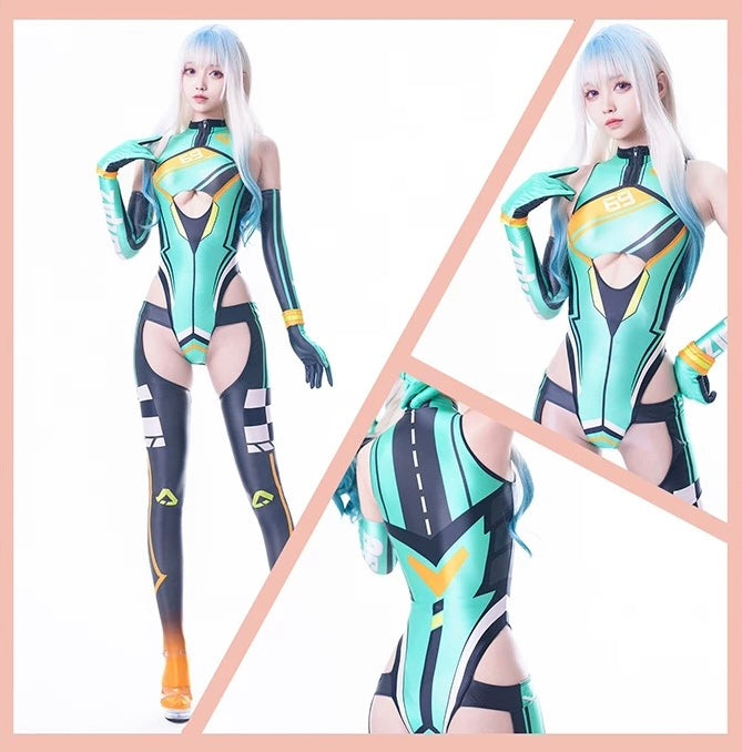 Anime Sci-fi Spandex Swimwear Racing Suit Wet Suit Race Queen Costume-17