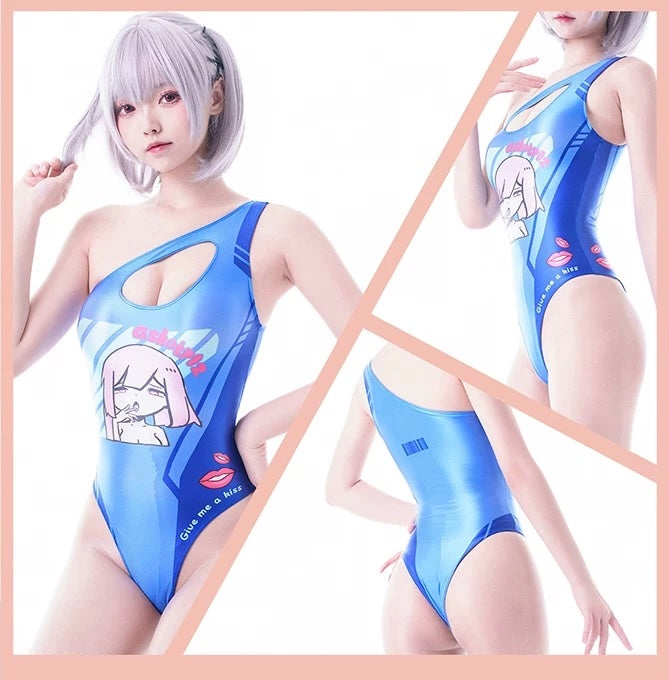 Japanese Anime Spandex Swimwear Racing Suit Wet Suit Race Queen Costume-15