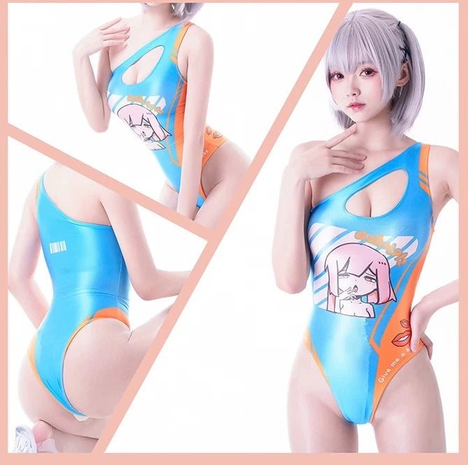 Japanese Anime Spandex Swimwear Racing Suit Wet Suit Race Queen Costume-16