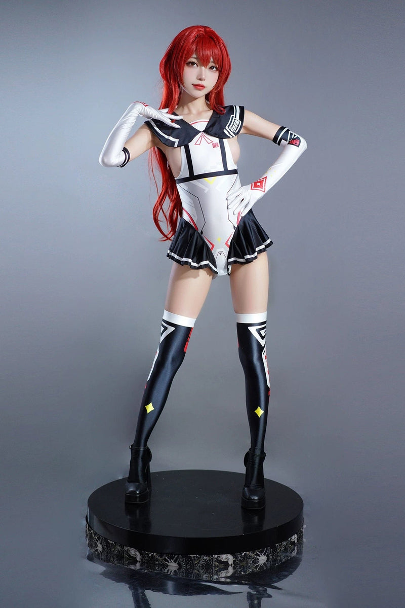Japanese Anime Girl Spandex Swimwear Racing Suit Wet Suit Race Queen Costume-9